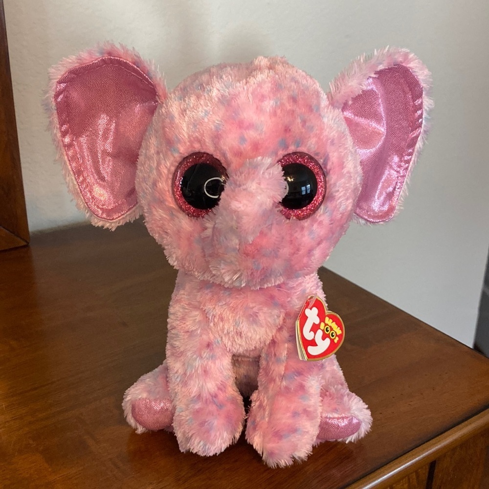 TY Beanie Boo Ellie Pink Elephant 10 inches